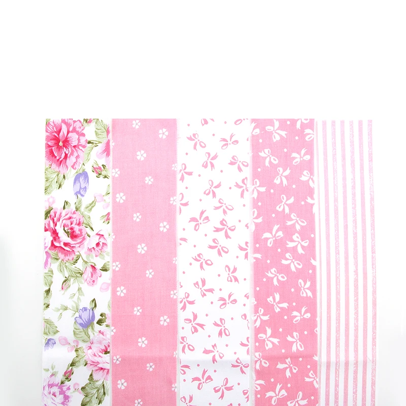 

NEW 5 Colors Pink Floral Patchwork Cotton Fabric Strips Needlework Sewing Patchwork Fabric For Baby Bibs Doll Baby Cloth ZH1-5