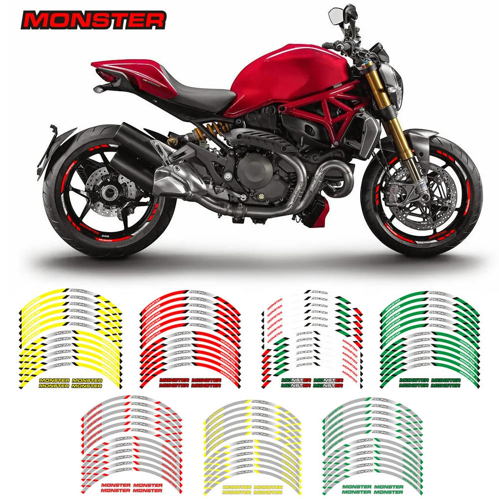 

Motorcycle Outer Rim Wheel Decal Reflective Stickers For Ducati Monster 1200 1200 S/R 400 400 S 600 620 620 S