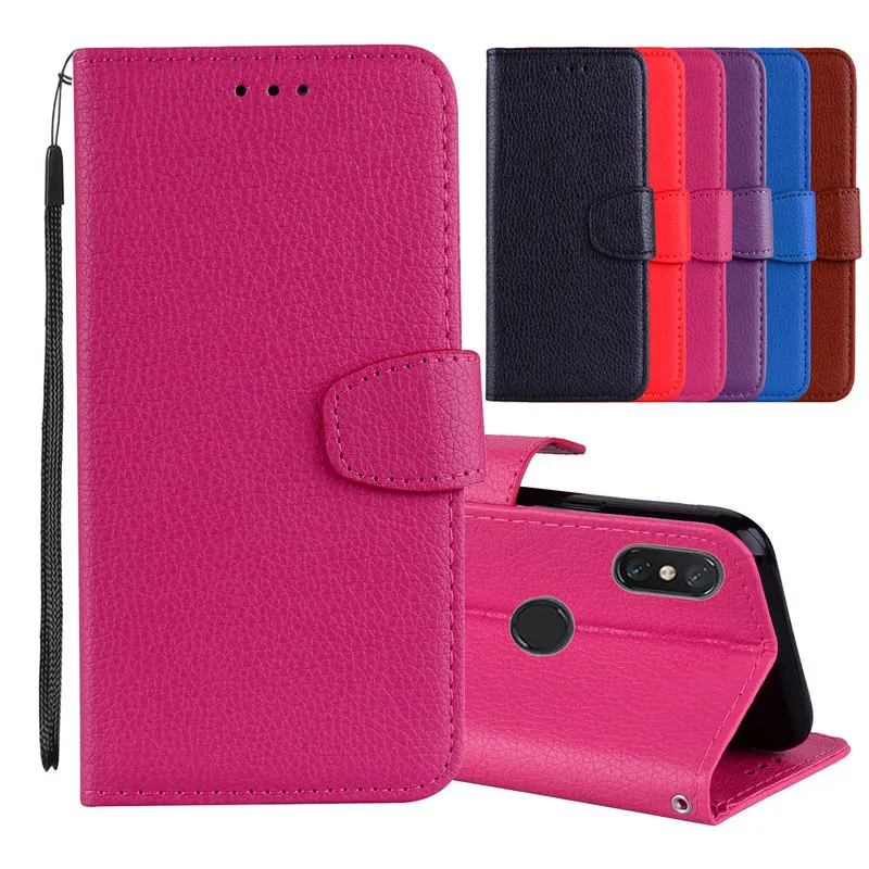 

Xiaomi MiA2 Lite Protective Case Funda Xiaomi Mi A2 Lite Case Litchi Stria PU Leather Wallet for Xiaomi Mi A2 Case A2Lite Cover