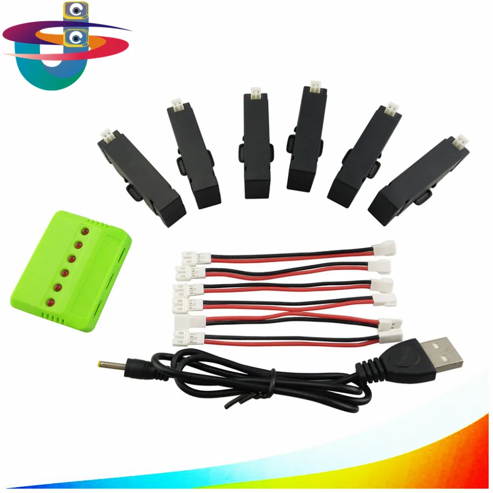 

6PCS 3.7v 400mah lithium battery + 1 charge 6 balanced charger For H37 mini H37mini helicopter With folding four-axis aircraft