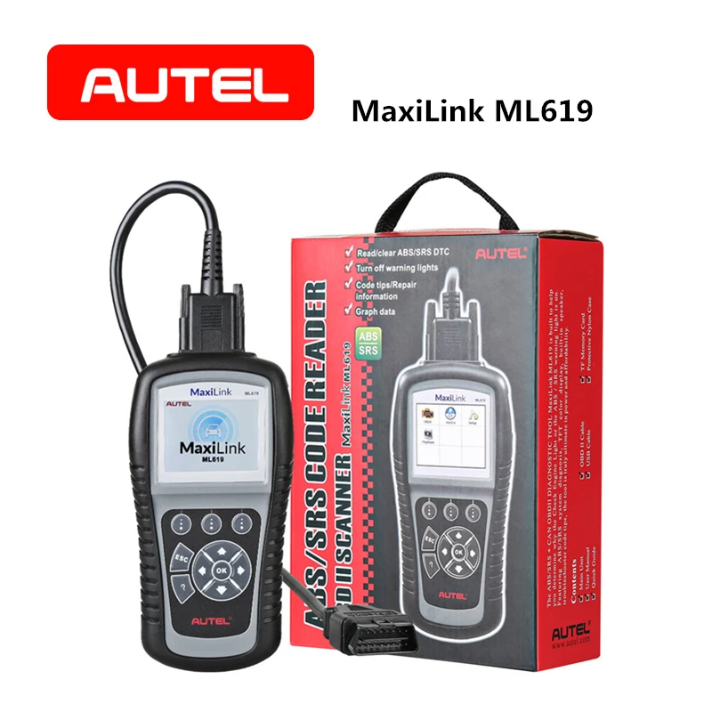 Autel MaxiLink ML619 OBD2 код читателя Автомобильный сканер для ABS/SRS Системы МОЖЕТ OBDII