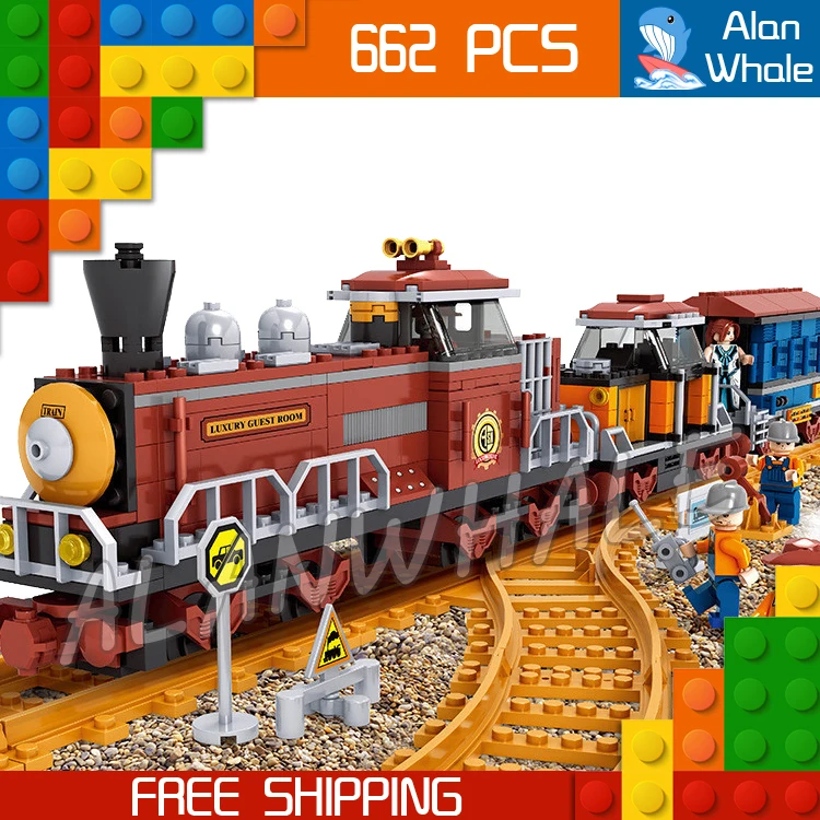 662pcs AlanWhale Classical American Steam locomotive Train Model Building Blocks Bricks Playset Railway DIY Compatible With Lego american-blocks-toys : image 662pcs AlanWhale Classical American Steam locomotive Train Model Building Blocks Bricks Playset Railway DIY Compatible With Lego american-blocks-toys