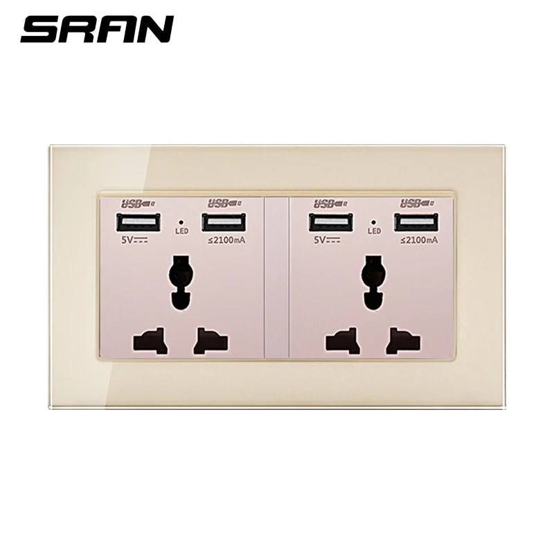 Универсальная Розетка SRAN 146 роскошная настенная розетка с 4 USB портами для зарядки