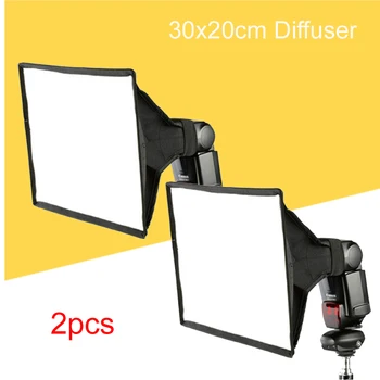 

2pcs Universal 30x20cm Flash Square Softbox Diffuser for Canon Nikon Sony Yongnuo Godox Metz Speedlite