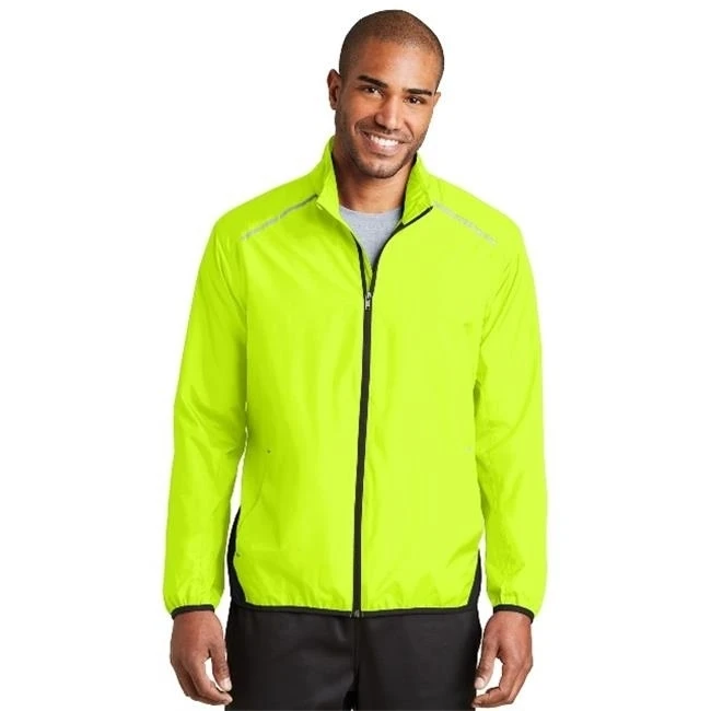 Port Authority J345 Mens Zephyr Reflective Hit Full-Zip Jacket Safety Yellow & Deep Black - Extra Large