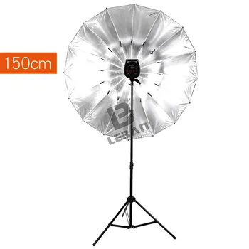 

Godox Studio Photogrphy 60" / 150cm Black Silver Reflective Lighting Light Umbrella +2m Light Stand +Type B Flash Hot Shoe