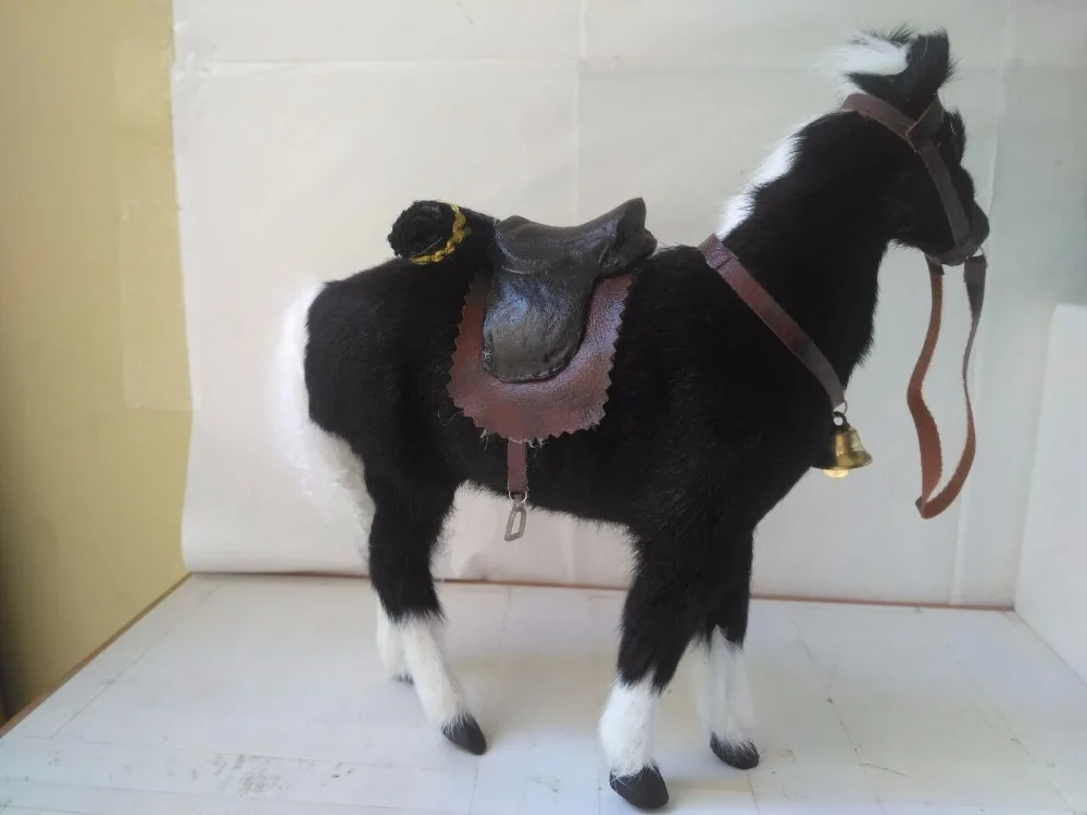 grande 28x10x26 cm preto artesanato cavalo, decoração da casa de brinquedo d2800