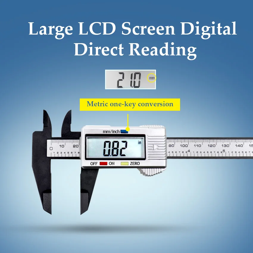 

6 Inch 0-150mm Measuring Tools Digital Calipers Large LCD Screen PA66 High Strength Plastic Digital Calipers Factory Direct