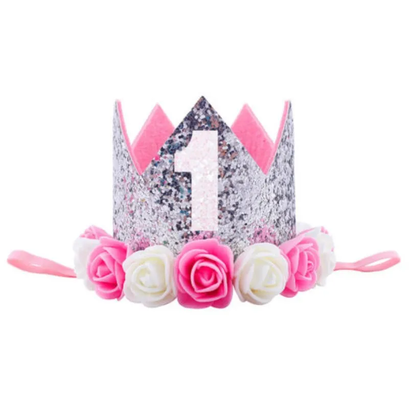 Детская повязка на голову с короной и цветами день рождения|hat headband|flower crownheadband hat |