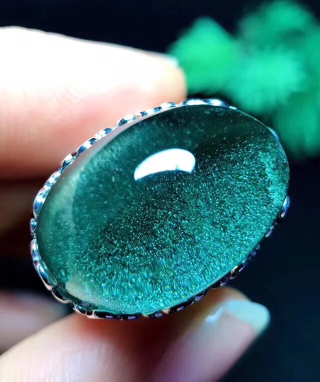 Natural Green Phantom Quartz Crystal Adjustable Ring (1)