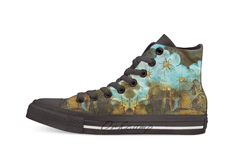 

Fleurs en hiver wintery floral High Top Canvas Shoes Flat Casual Custom Unisex Sneaker Drop Shipping