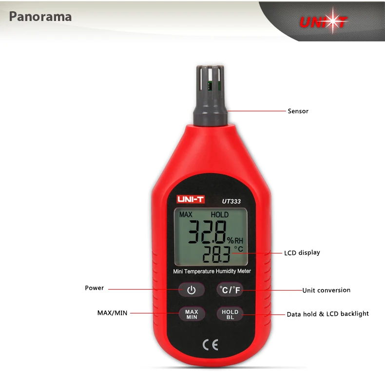 UNI-T, электронный мини Измеритель температуры и влажности UT333, домашний, закрытый, уличный термометр, гигрометр, цифровой ЖК-дисплей