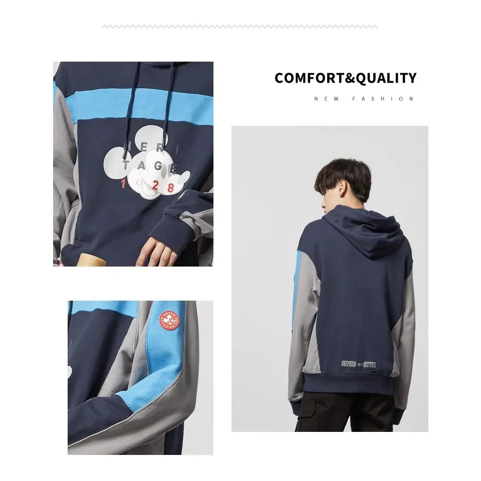 Metersbonwe X disney, толстовки для мужчин с Микки Маусом, новинка, весна-осень, Свободный пуловер, толстовки