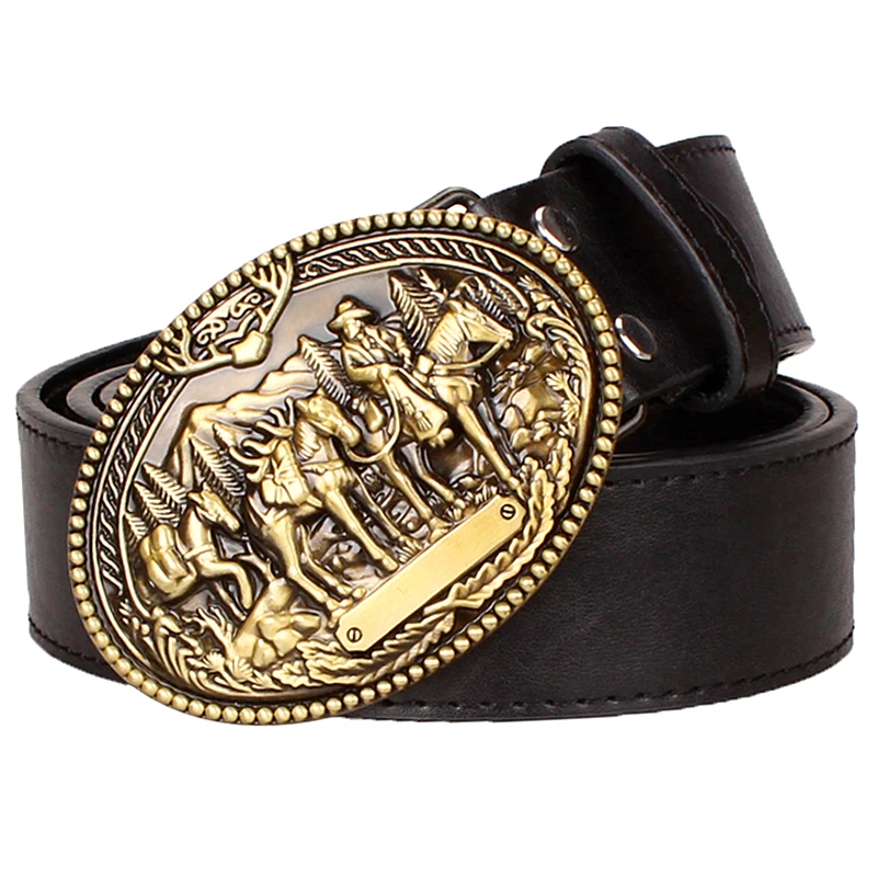 0 : Buy 2018 Fashion men&#39;s leather belt Wild cowboy belt Western cowboy style hip ...