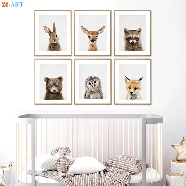 Rabbit Dog Deer Bear Fox Owl Prints Nursery Picture Woodland Animal Rabbit Dog Deer Bear Fox Owl Prints Nursery Picture Woodland Animal Wall Art Kaboo Cnavas Painting
