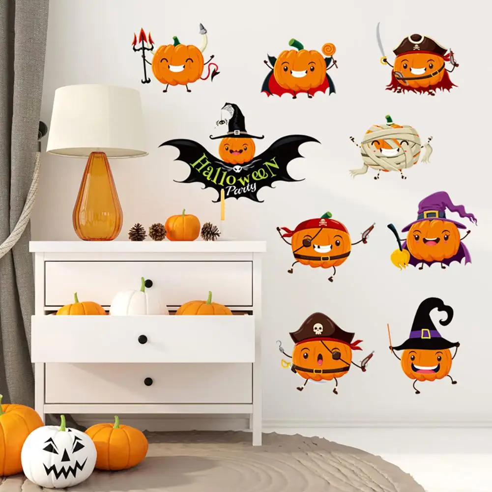 Halloween Bat Pumpkin Wall Sticker PVC Window Decal Party Decor for