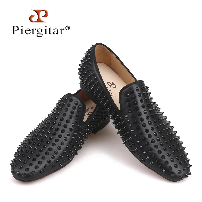 Piergitar New Dandelion Spikes Men Shoes this tonal black leather version is a chic staple for both on and off-duty style alike.