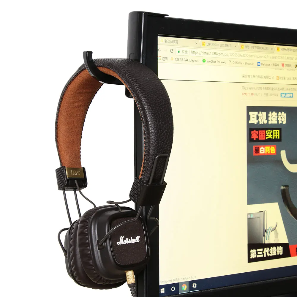 Hook Hanger-Holder Headphone-Accessories Headset Monitor Desk Pc-Display W/tape-Sticker