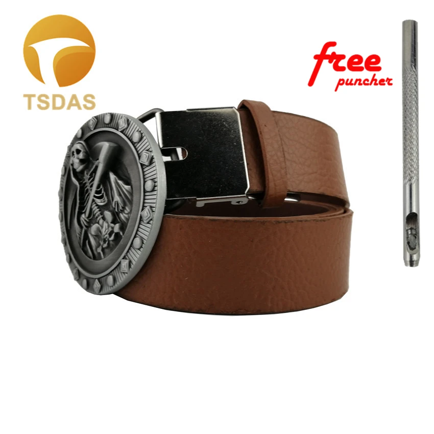 Мужская пряжка для ремня с круглым серебристым металлическим ремнем|belt buckle|skull belt