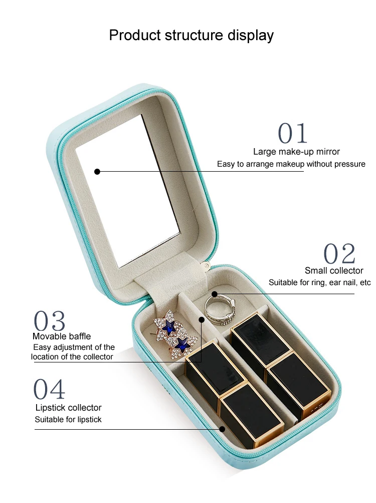 9*13*4,5 см путешествия косметический кожаная шкатулка Помады Браслет косметическое зеркало чехол для хранения для ювелирных изделий