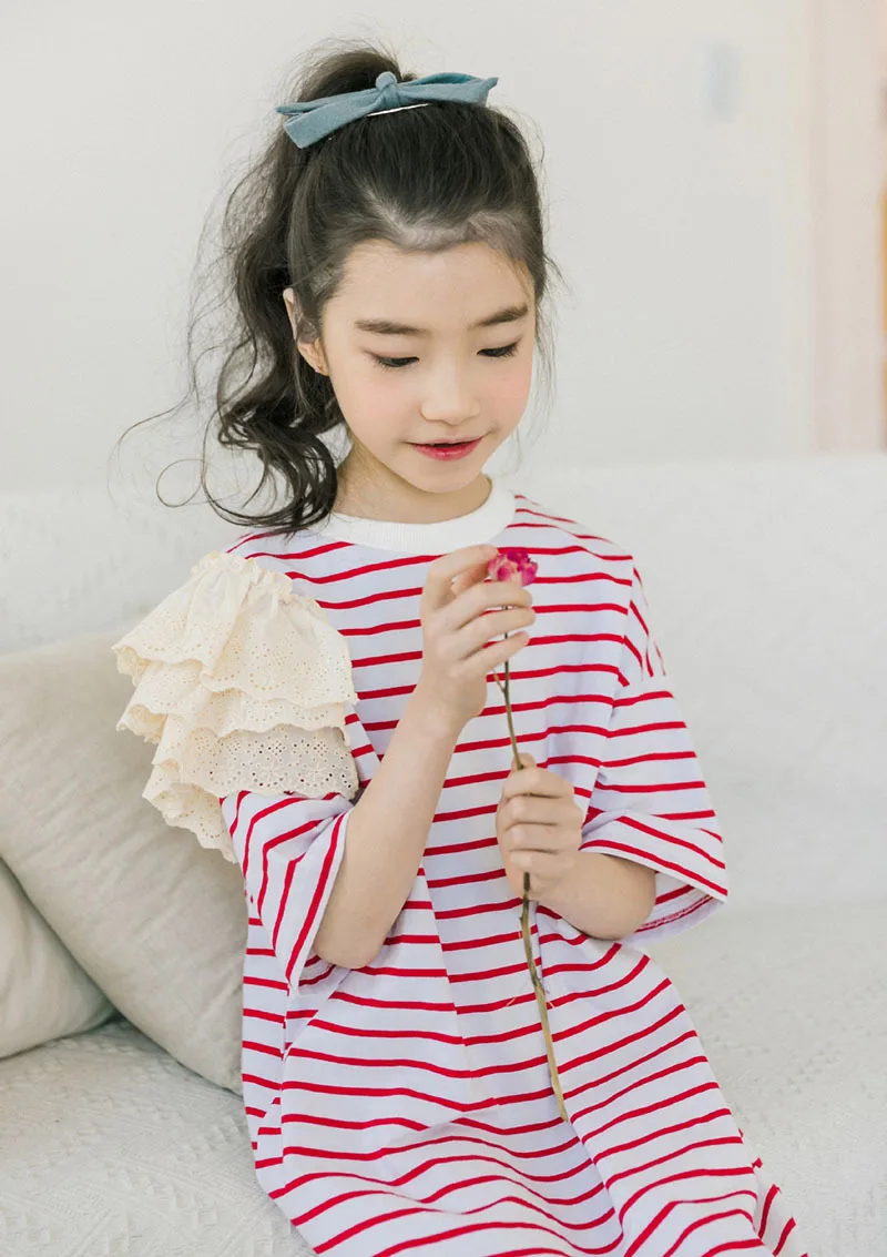 Knit Teenage Formal Dresses Girls 100% Cotton 2019 Summer Dress Kids White Red Striped T Shirts Mother And Daughter Clothes 4 16 17 18 5 6 7 8 9 10 11 12 13 14 15 years  little  big short sleeve princess dress party new 2019 girl (4).jpg