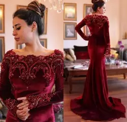 Модная Русалка темно-красные платья для матери невесты 2019 с длинным рукавом аппликации из бисера драгоценность платья для матери