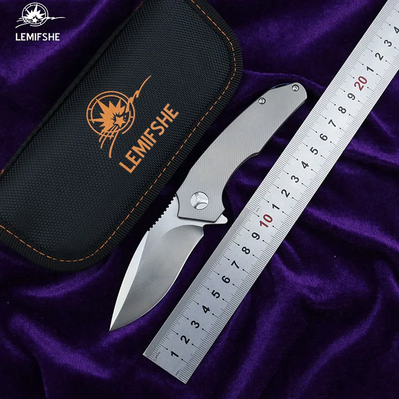 

LEMIFSHE F76 Flipper folding knife VG10 blade bearing titanium 3D handle camping hunting outdoor fruit Knives EDC tools