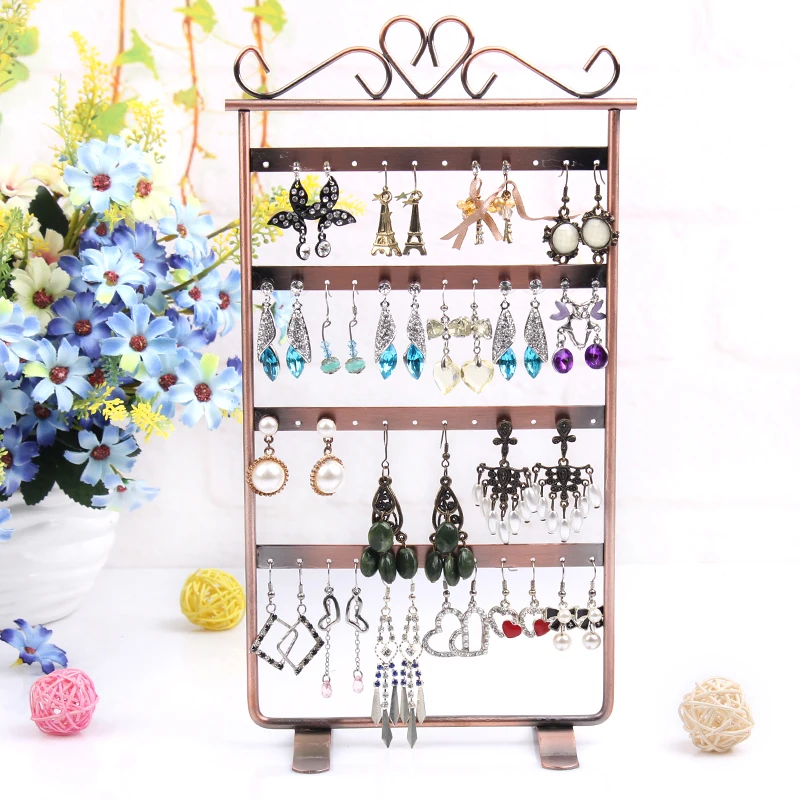 New Metal Antique Brass Color 48 Holes Earring Ear Studs Display Shelf
