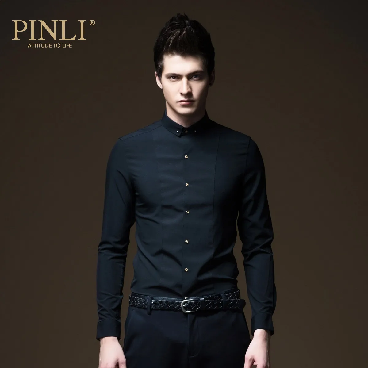 Camiseta Masculina Blusas Pinli Pin осенний мужской костюм тонкий воротник рубашка чистый цвет