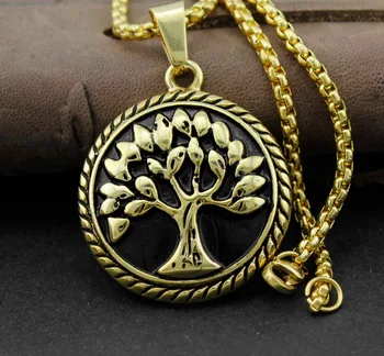 

Gold Stainless Steel Celtic Tree Of Life Pendant Necklace Chain Jewelry