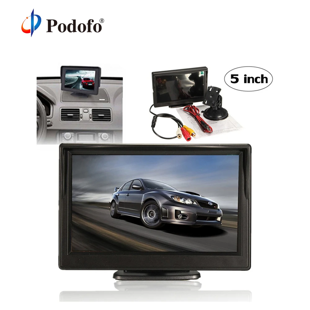 

5 Inch Car Monitor TFT LCD Color Screen with 2 Video Inputs for Rear View Backup Reverse Camera Rearview Monitor Suppot DVD VCD