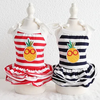 

2019 Pet Dog Summer Dress Striped Dresses For Small Dogs Chihuahua Maltese Dog Costume 100% Cotton Dresses Pets Dog Dress YEW233