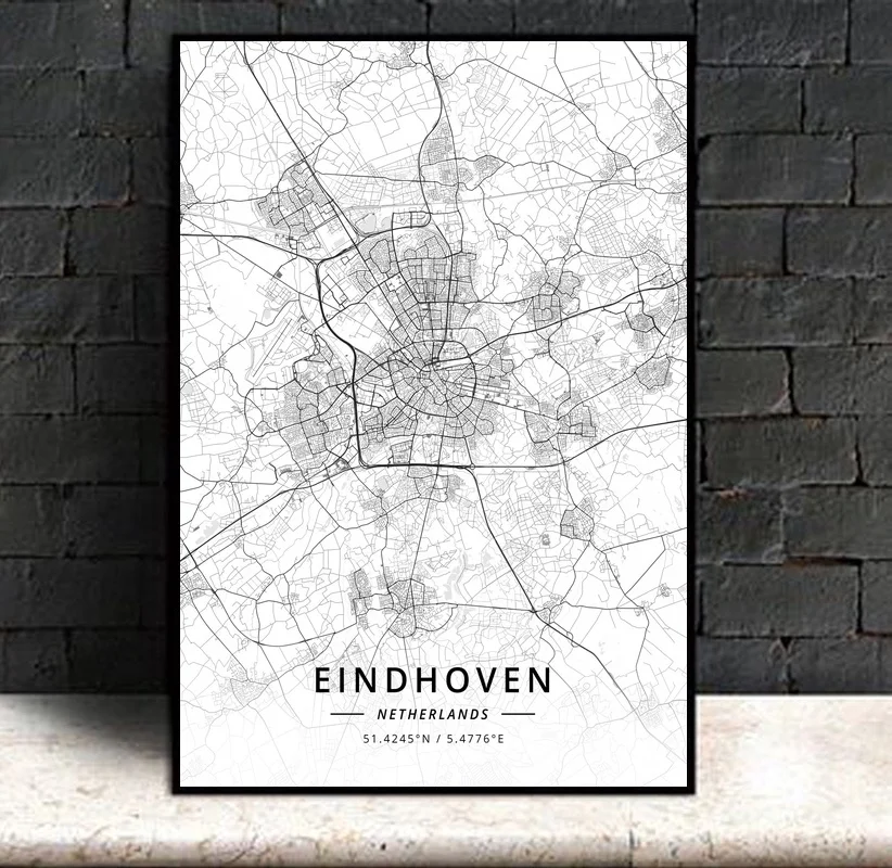 

Eindhoven Netherlands,Modern City Map Canvas Art Print Home Room Decor Poster