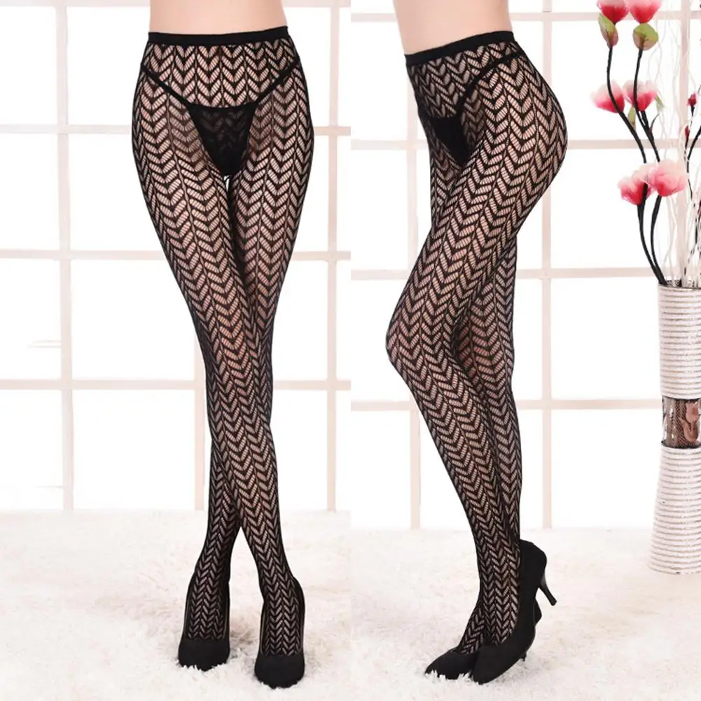 

Sexy Women Hollow Out Lace Jacquard Pantyhose Stretchy Footed Tights Stockings