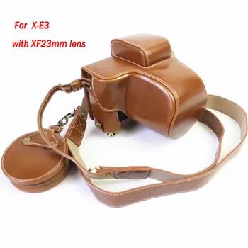 

high quality PU Leather Camera Case For Fujifilm XE3+xf23mm Finepix X-E3 Camera Bag Cover With Battery Opening + shoulder strap