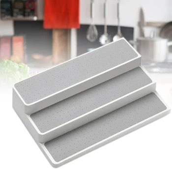 

3 Levels Spice Rack Anti-slip Easy to Install and Clean Storage Shelf for Kitchen DC156
