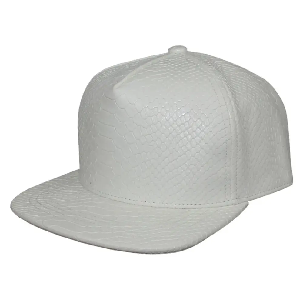 Хип-хоп, крокодиловая, искусственная кожа, одноцветная, Snapback, городская женская шапка, уличная, искусственная змеиная кожа, 5 панелей, мужская бейсболка, унисекс - Цвет: White