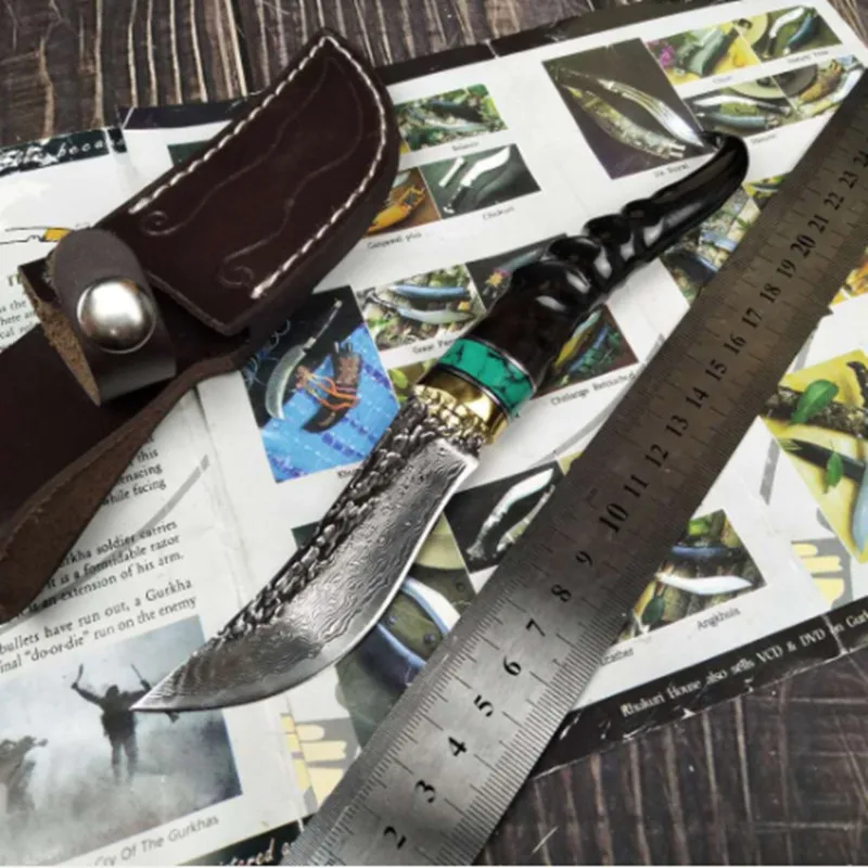 

High Quality New VG10 Knife Mini Hunting Knife With Damascus Steel Blade Damascus Knives Free Shipping