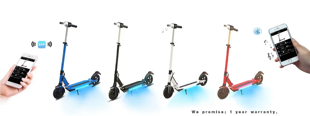 Discount SUPERTEFF EW4 Pro folding kugoo App electric scooter  8 inch tires  LED light e scooter with Bluetooth music 36V 350W 15