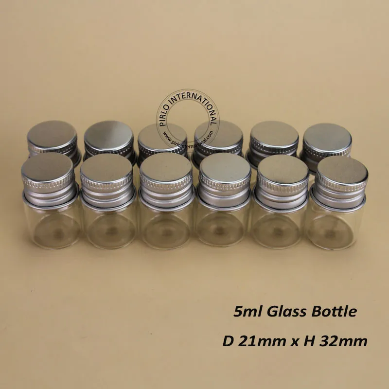 

12pcs/lot Promotion 5ml Glass Perfume Oil Sample Vial Bottle Protable Mini Glass Bottles With Aluminium Cap Women Cosmetic Box