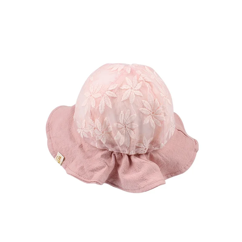 Princess Panama Baby Girls Hat Double Layer Lace Girls Hat Spring Summer Sun Cap Wide Brim Lace Up Hat Baby Girls Clothing 2018 (11)