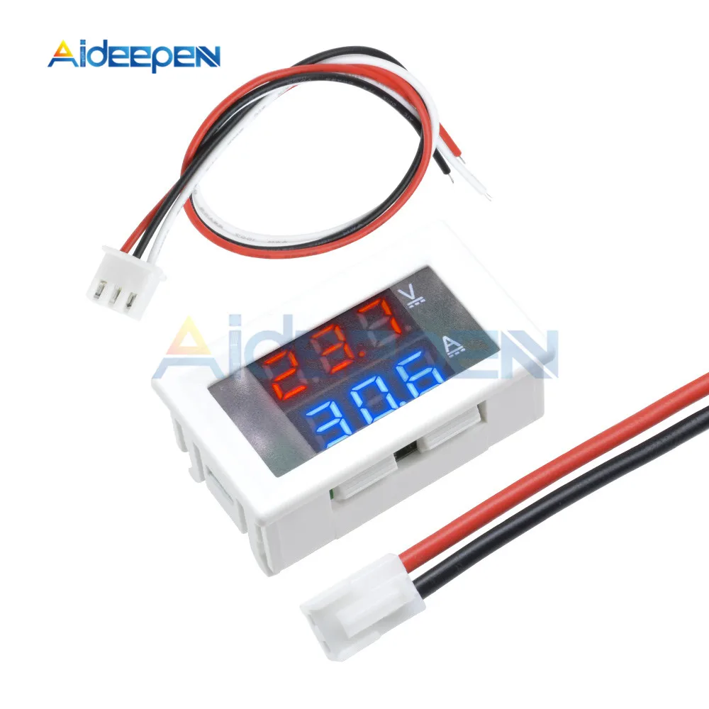 

Digital Voltmeter Ammeter DC 100V 10A Panel Amp Volt Voltage Current Meter Tester 0.28" Blue Red Dual LED Display White Case