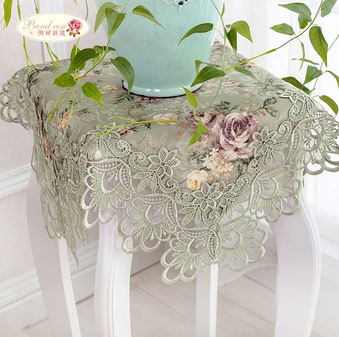  Proud Rose Green Tablecloth Lace Table Cloth Table Cover Embroidered Tea Table Cloth European Rural