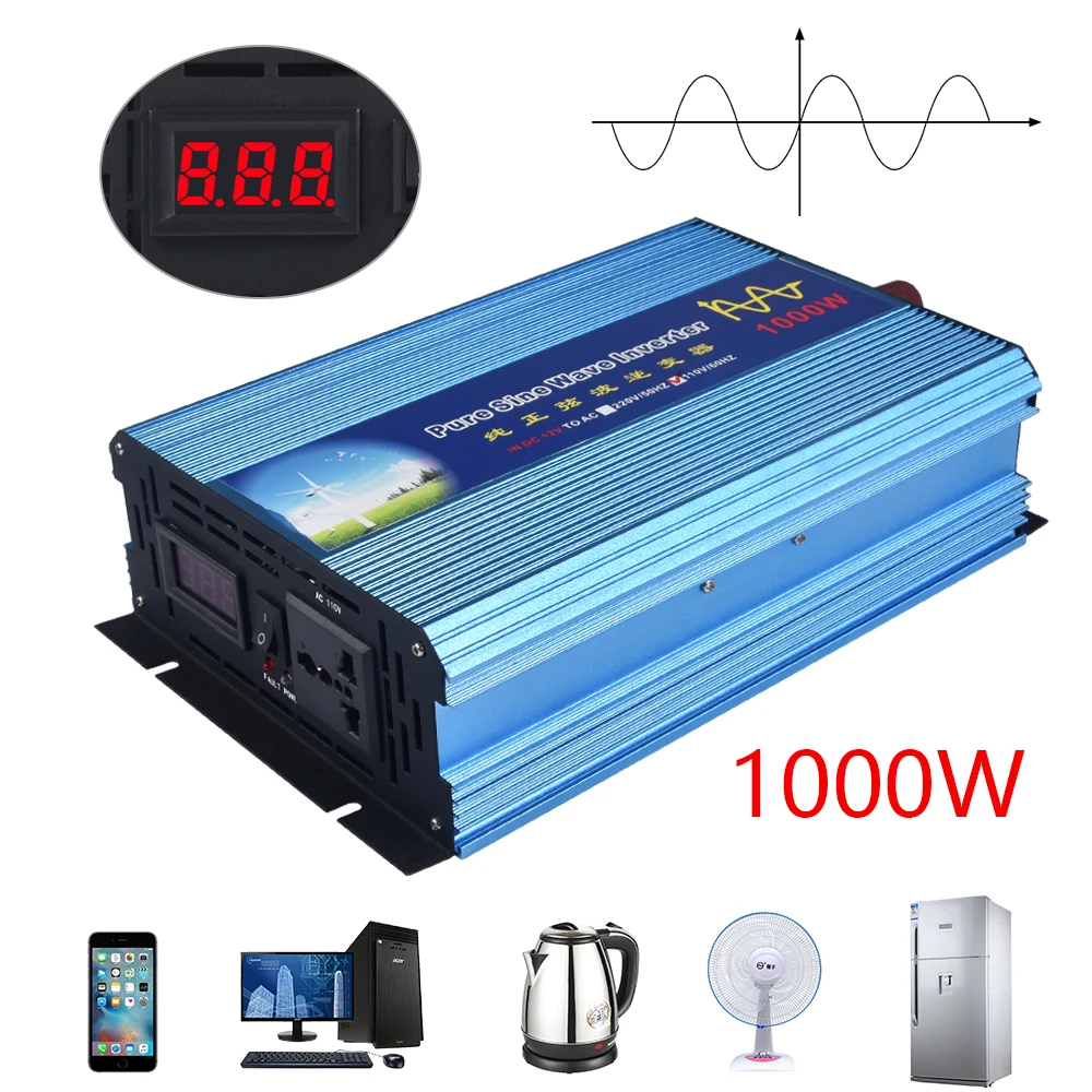 750w Pure Sine Wave Car Inverter AC 12V To 220V Car Voltage Power Converter with for DVD players Car Vacuum Cleaner