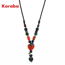 

Women Necklace Long Handnade Ceramic Pendant Heart Chain All-match Decorative Necklaces For Party NL-L11