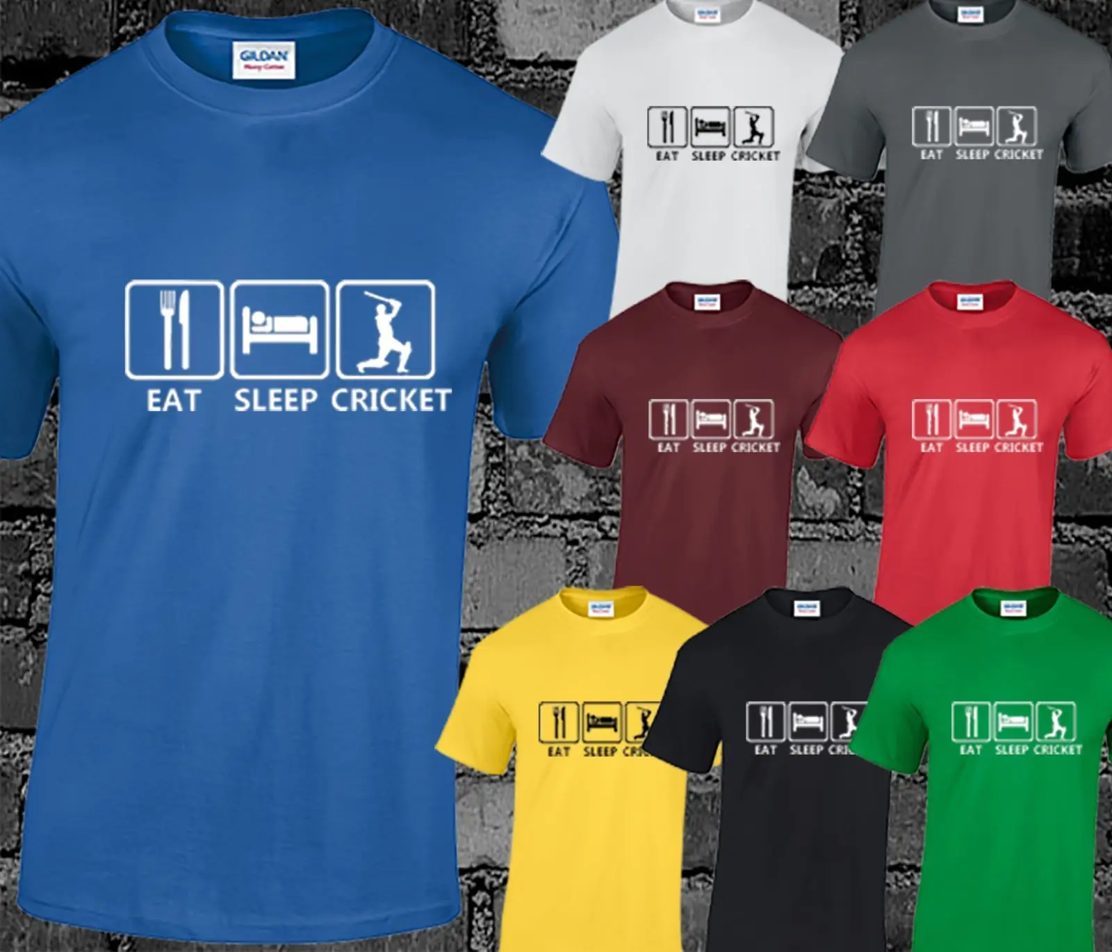 أكل النوم الكريكيت رجل T قميص مضحك الحاضر هدية S ، M ، L ، XL ، XXL ، 3XL رخيصة الجملة تيز ، 100% القطن للرجل ، T قميص الطباعة