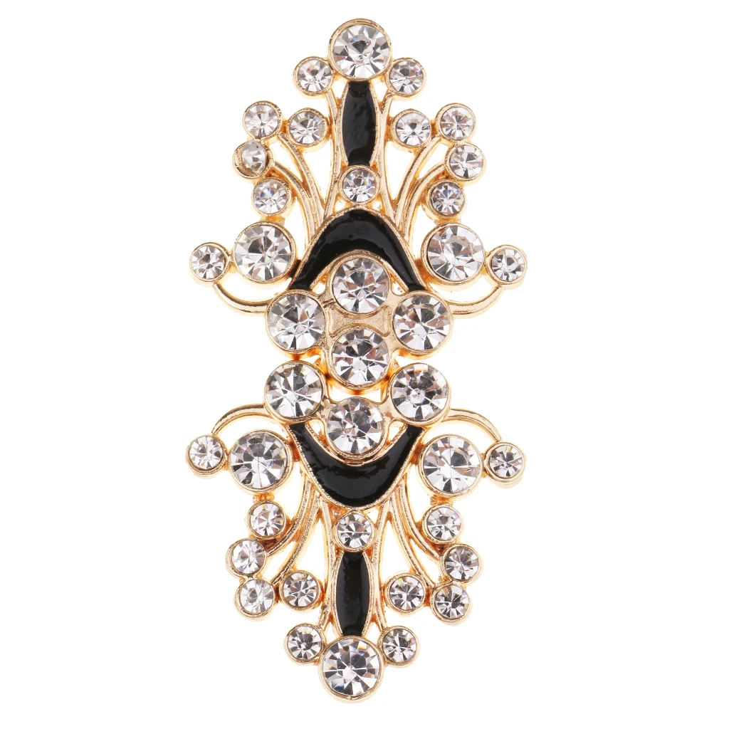 fityle 1 Pair Crafts Closure Clasps Button Flower Crystal Metal Hook Eyes Clasp Garment Fastener Sewing Supplies