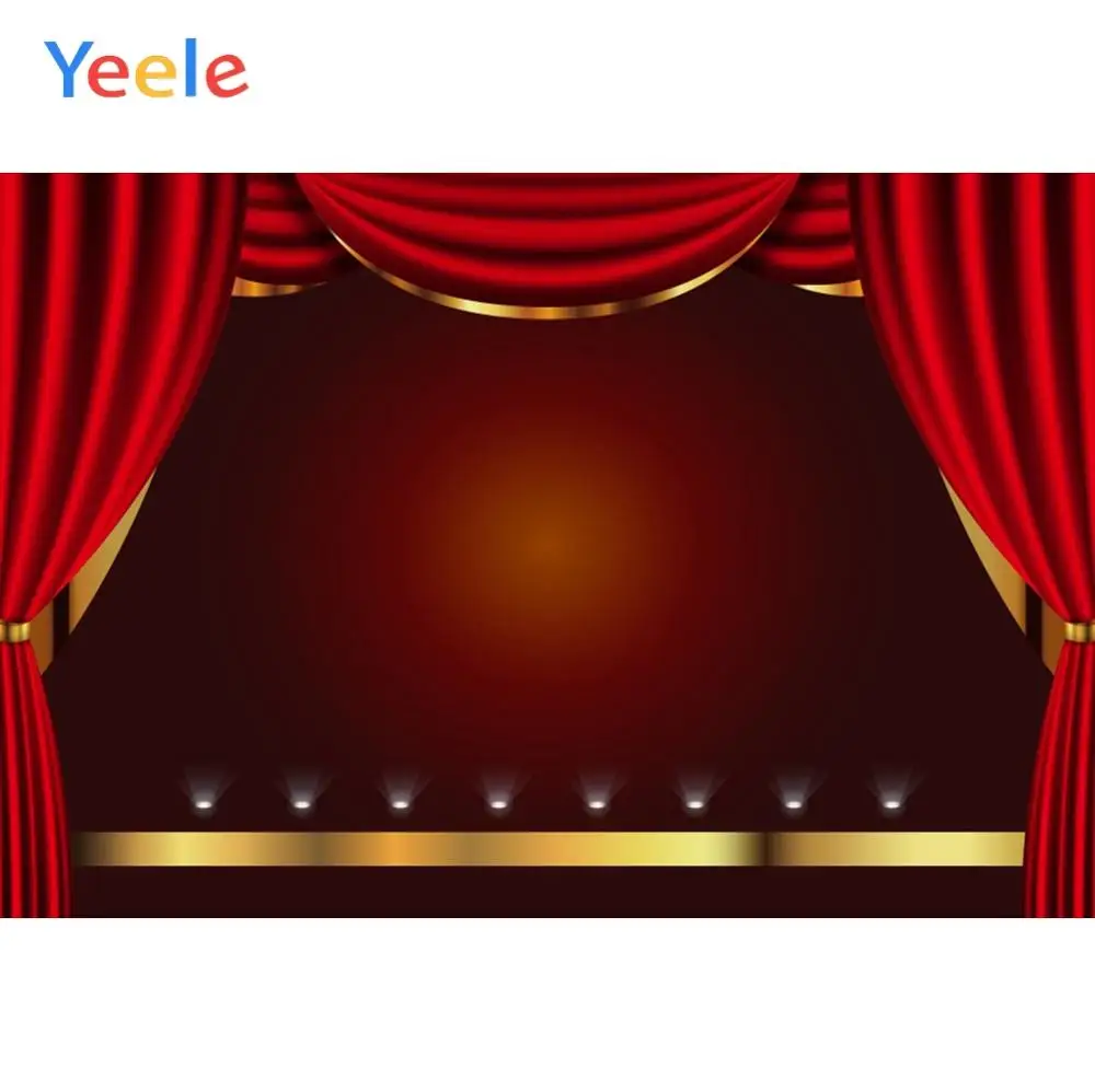 

Yeele Red Curtain Golden Light Stage Young Portrait Photography Backgrounds Customized Photographic Backdrops for Photo Studio