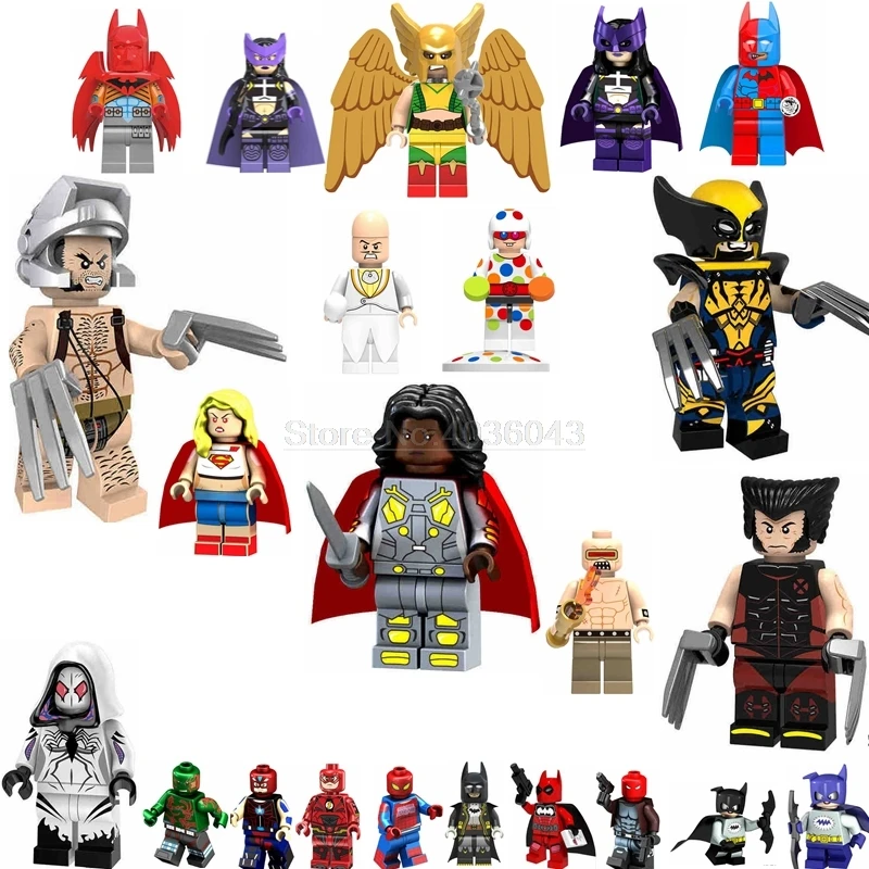 

legoing marvel superheroes legoing batman Wolverine Hawkgirl Polka Dot Man Mutant Leader Model Building Blocks Toys for Children