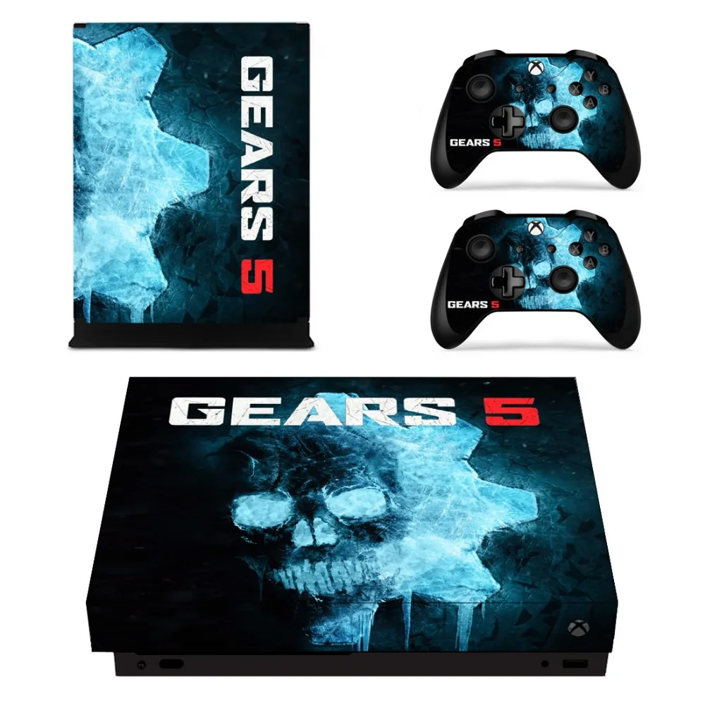 Полный набор лицевых пластин кожи наклейки GEARS 5 для Xbox One X консоли и два контроллера